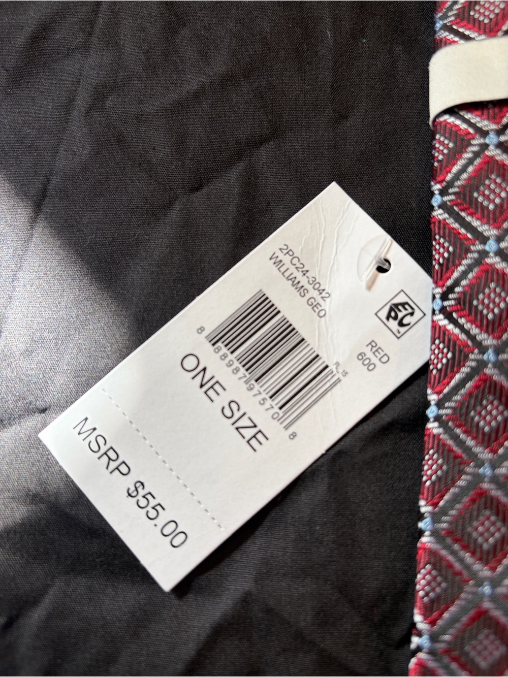 Perry Ellis Red Geometric Pattern Tie - Picture 3 of 3